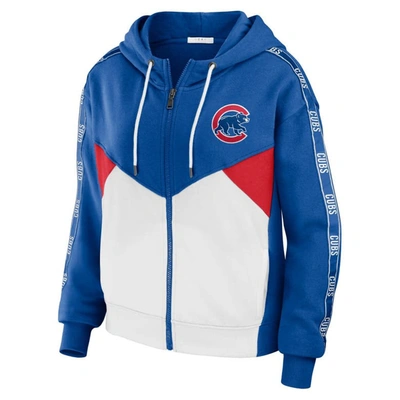 Shop Wear By Erin Andrews Royal/white Chicago Cubs  Color Block Full-zip Hoodie