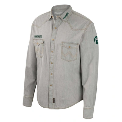 Shop Colosseum X Wrangler Gray Michigan State Spartans Cowboy Cut Western Full-snap Long Sleeve Shirt