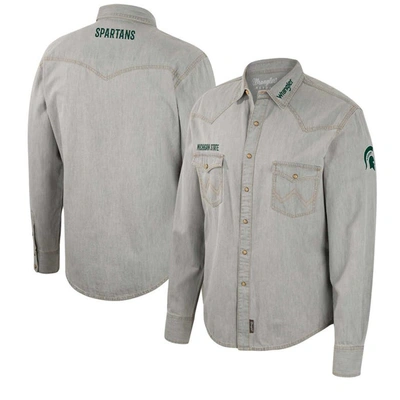 Shop Colosseum X Wrangler Gray Michigan State Spartans Cowboy Cut Western Full-snap Long Sleeve Shirt