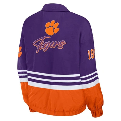 Shop Wear By Erin Andrews Purple Clemson Tigers Vintage Throwback Windbreaker Full-zip Jacket