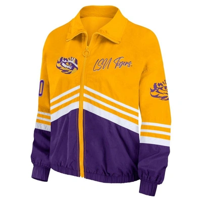 Shop Wear By Erin Andrews Yellow Lsu Tigers Vintage Throwback Windbreaker Full-zip Jacket