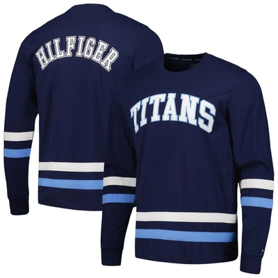 Shop Tommy Hilfiger Navy/light Blue Tennessee Titans Nolan Long Sleeve T-shirt