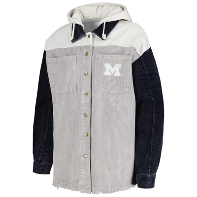 Shop Gameday Couture Gray Michigan Wolverines Vintage Wash Corduroy Full-snap Hooded Shacket