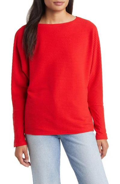 Shop Caslon Snap Cuff Dolman Sleeve Rib Top In Red Chinoise