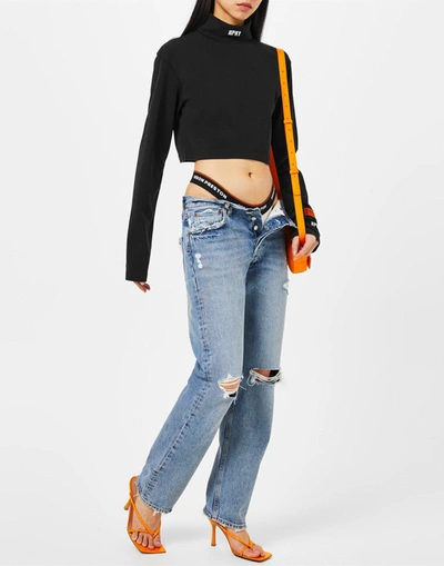 Shop Heron Preston Hpny Logo Turtleneck Cropped T-shirt In Black