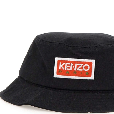 Shop Kenzo "bucket" Cotton Fisherman Hat In Black
