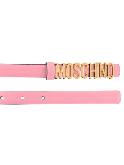 Shop Moschino Logo Plaque Belt In Pink