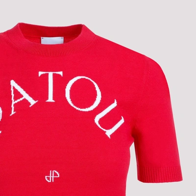 Shop Patou Jacquard Knit Top Tshirt In Red