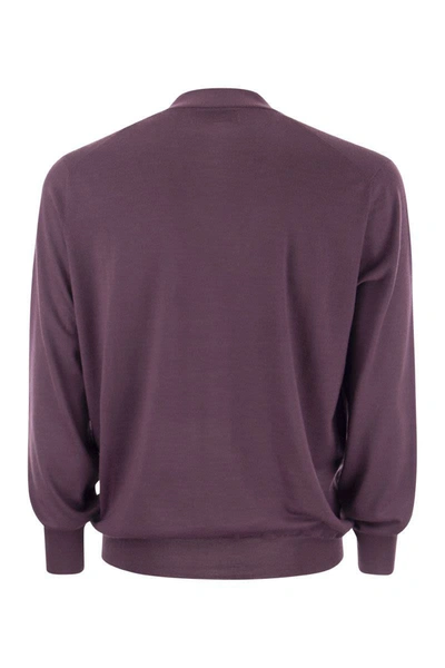 Shop Brunello Cucinelli Lightweight Virgin Wool And Cashmere Cardigan In Purple