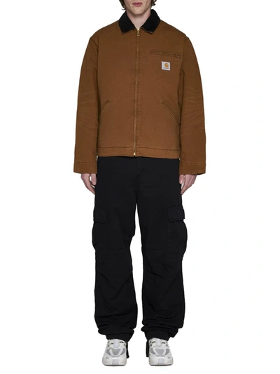 Shop Carhartt Wip Coats In Deep H Brown / Black