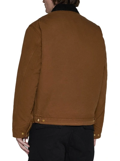 Shop Carhartt Wip Coats In Deep H Brown / Black