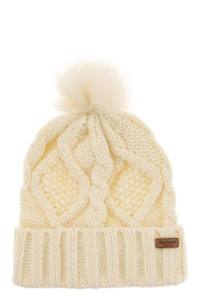 Shop Barbour Ridley Cap And Scarf Set In Cream