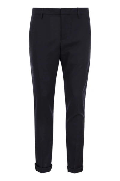 Dondup Gaubert Slim Flannel Trousers In Night Blue