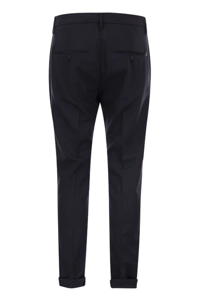 Dondup Gaubert Slim Flannel Trousers In Night Blue