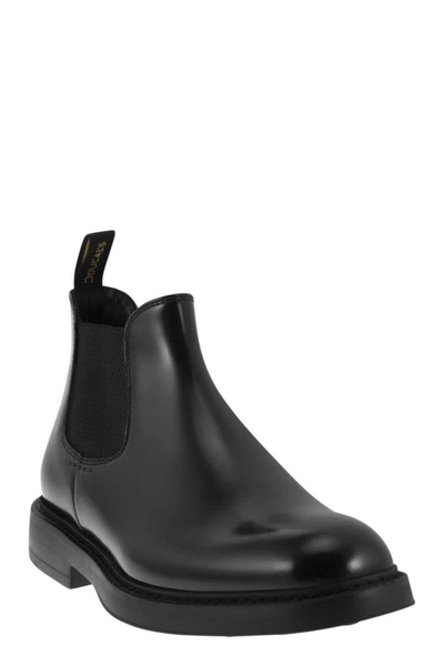 Shop Doucal's Chelsea Leather Ankle Boot In Black