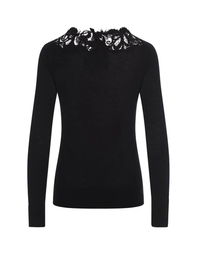 Shop Ermanno Scervino Cashmere Sweater With Lace In Black