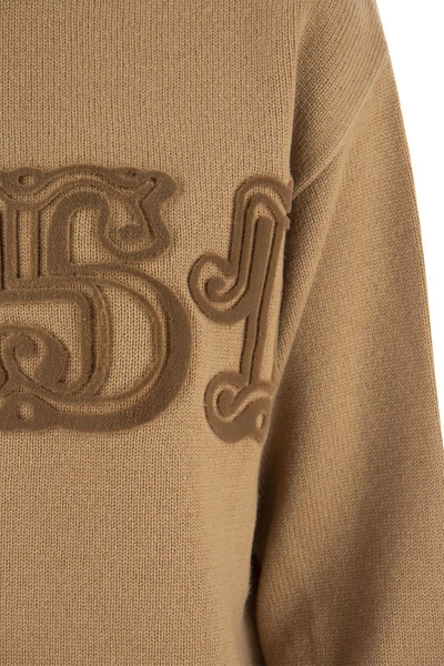 Shop Max Mara Fido - Monogram Pullover In Wool And Cashmere In Camel