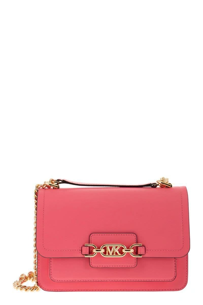 Shop Michael Kors Heather Leather Shoulder Bag In Pink