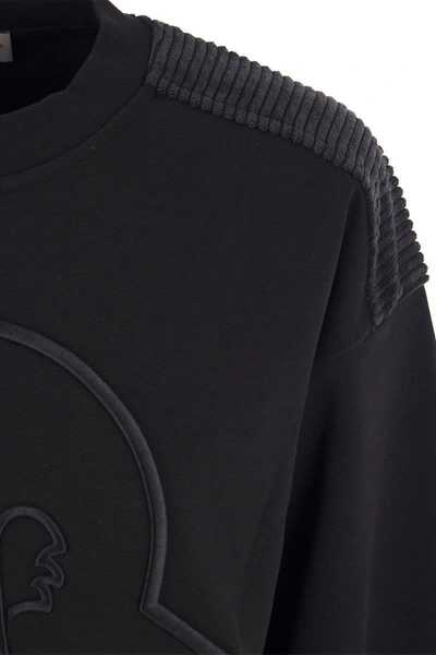 Shop Moncler Sweatshirt With Embroidered Logo In Black