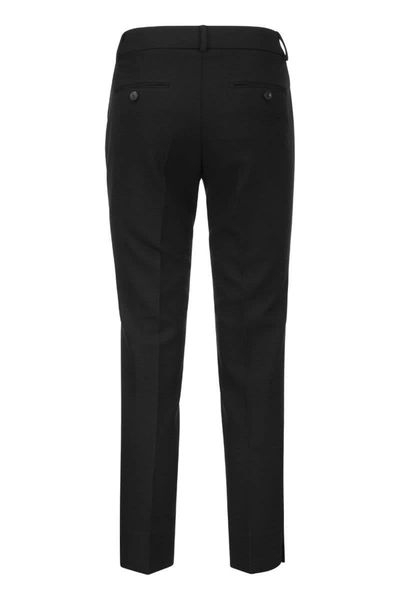 Shop Peserico Trousers With Slits In Stretch Viscose Canvas In Black