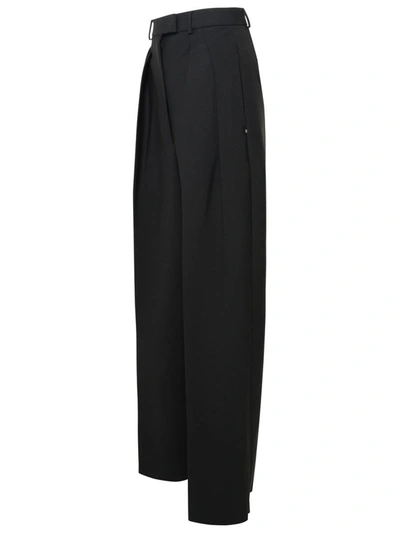 Shop Sportmax Enro 'pinstripes' Virgin Wool Blend Pants In Black