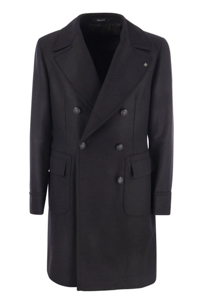 Shop Tagliatore Wool And Cashmere Double-breasted Coat In Black