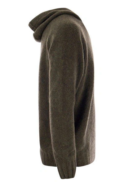 Shop Tagliatore Wool Pullover With Hood In Military Green