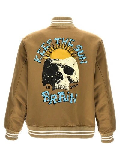 Shop Undercover 'keep The Sun In Your Brain' Bomber Jacket In Beige