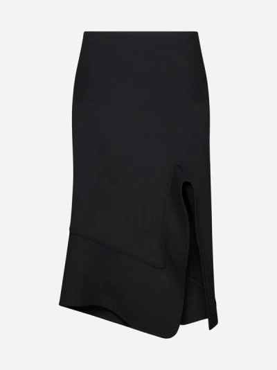 Shop Bottega Veneta Viscose, Cotton And Wool Skirt In Black