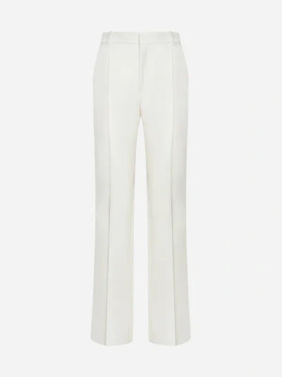 Shop Chloé Silk And Wool Flared Trousers In Coconut Milk
