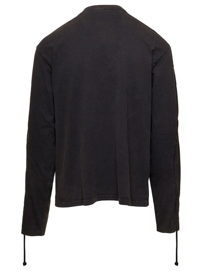 Shop Bluemarble Black Long Sleeve T-shirt With Drawstring In Cotton Man