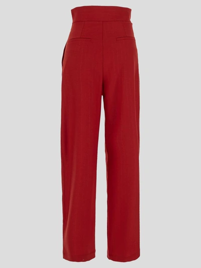 Shop Erika Cavallini Semi-couture Trousers In Lurex Rosso