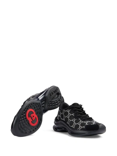 Shop Gucci Run Crystal-gg Sneakers In Black