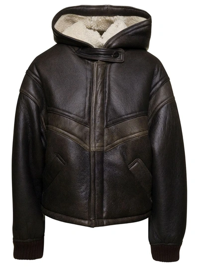 Shop Giorgio Brato Black Shearling Jacket With Zip Fastening In Leather Woman