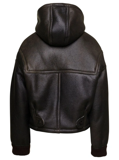 Shop Giorgio Brato Black Shearling Jacket With Zip Fastening In Leather Woman