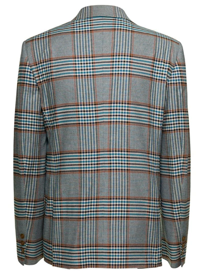 Shop Vivienne Westwood Grey Single-breasted Jacket With Check Motif In Viscose And Wool Blend Man In Blu
