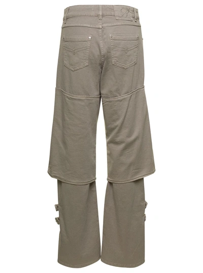 Shop Blumarine Beige Cargo Jeans With Buckle Detail In Cotton Denim Woman