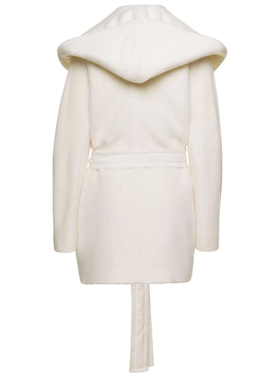 Shop Tagliatore 'jilly' White Double-breasted Coat With Wide Hood In Alpaca And Wool Woman
