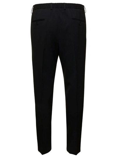 Shop Dolce & Gabbana Black Slim Pants With Elastic Waistband In Wool Woman