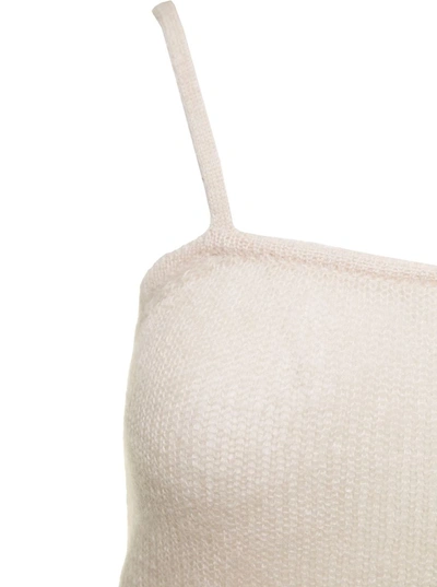 Shop Federica Tosi White Knit Tank Top With Spaghetti Straps In Mohair Blend Woman
