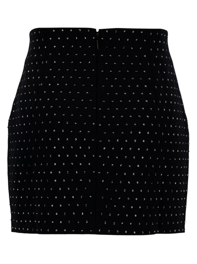 Shop The Andamane 'nerea' Black Mini-skirt With All-over Rhinestone In Polyester Blend Woman