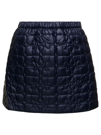 Shop Ganni Black Mini-skirt With Quilted Monogram In Nylon Woman