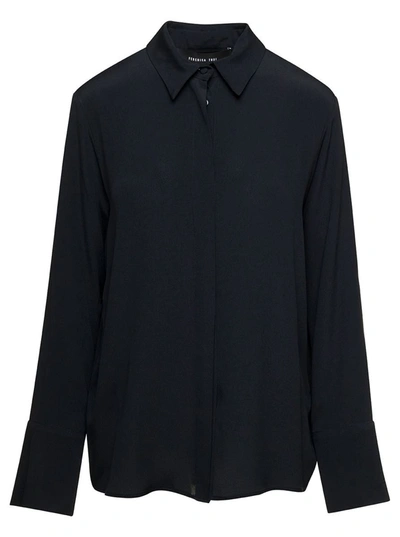 Shop Federica Tosi Black Relaxed Shirt With Concealed Closure In Silk Blend Woman