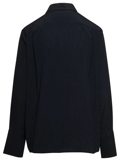 Shop Federica Tosi Black Relaxed Shirt With Concealed Closure In Silk Blend Woman