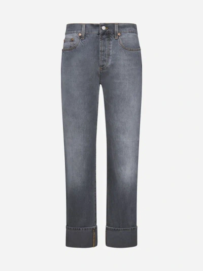 Shop Gucci Straight Leg Jeans In Light Grey