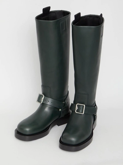 Shop Burberry Saddle High Boots In Green