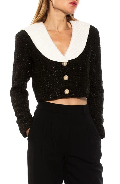 Alexia Admor Clementine Tweed Crop Jacket In Black