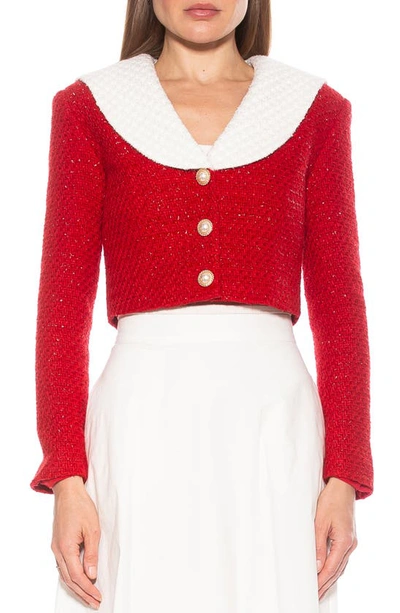 Shop Alexia Admor Clementine Tweed Crop Jacket In Red