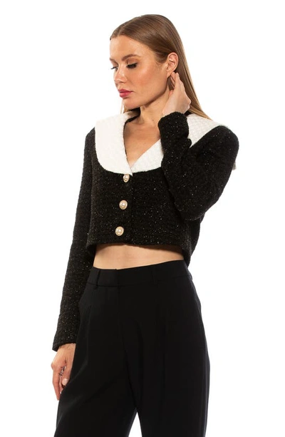 Alexia Admor Clementine Tweed Crop Jacket In Black
