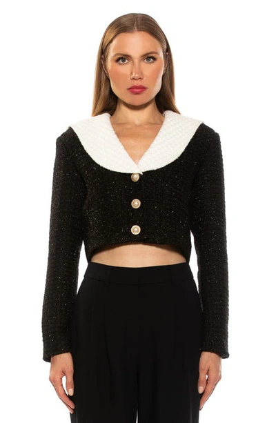 Alexia Admor Clementine Tweed Crop Jacket In Black
